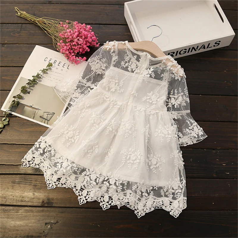 

Girls Lace Elegant Dress Flower Children Cute Dress Party and Wedding Dress Long sleeve Autumn Winter Dress for Girls