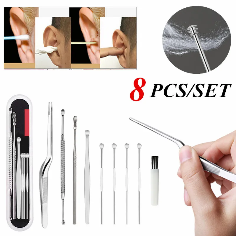 

8 шт./компл. инструмент для чистки ушей Многофункциональный пружинный набор для ушей CN(Origin) триммер для носа и ушей