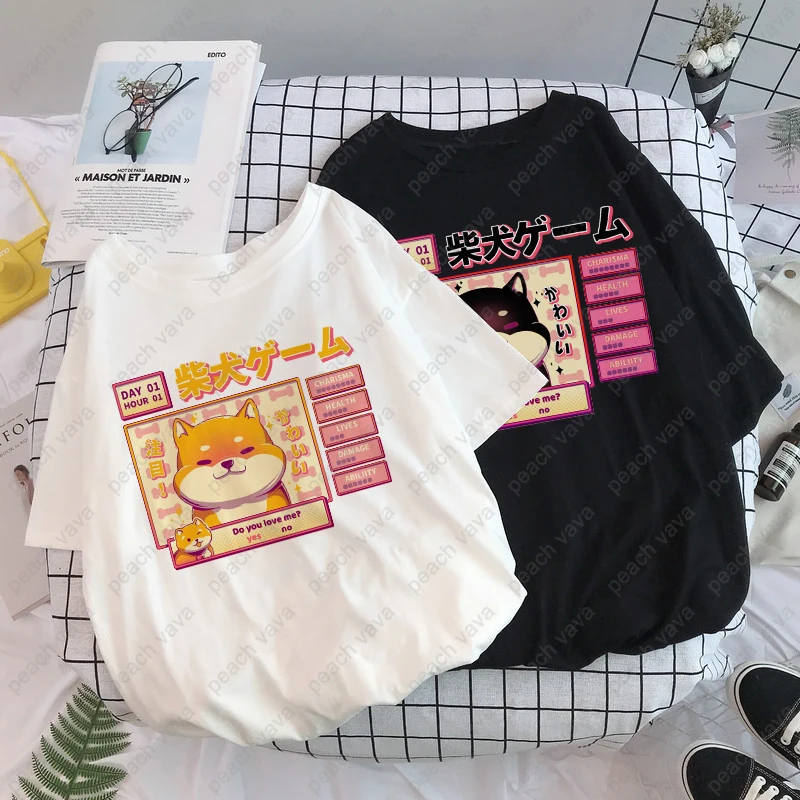 

Harajuku Women's T-shirt Aesthetic Camisas Mujer Kawaii Cute Shiba Inu Doge Top Female T Shirts Summer Korean Streetwear Clothes
