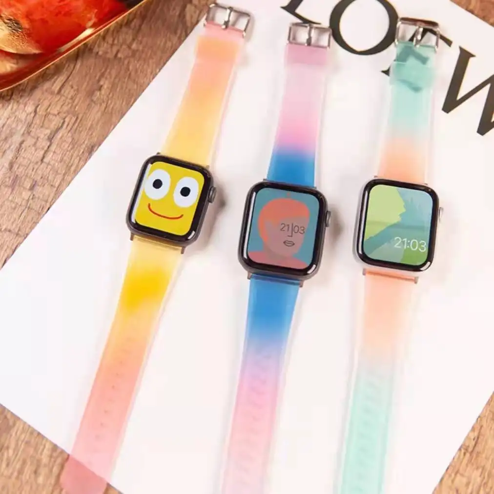 

Soft Silicone Band for Apple Watch Strap 44/40/42/38mm Bracelet Women Sports Wristband for iWatch 6/5/4/3/2/1/SE Accessories