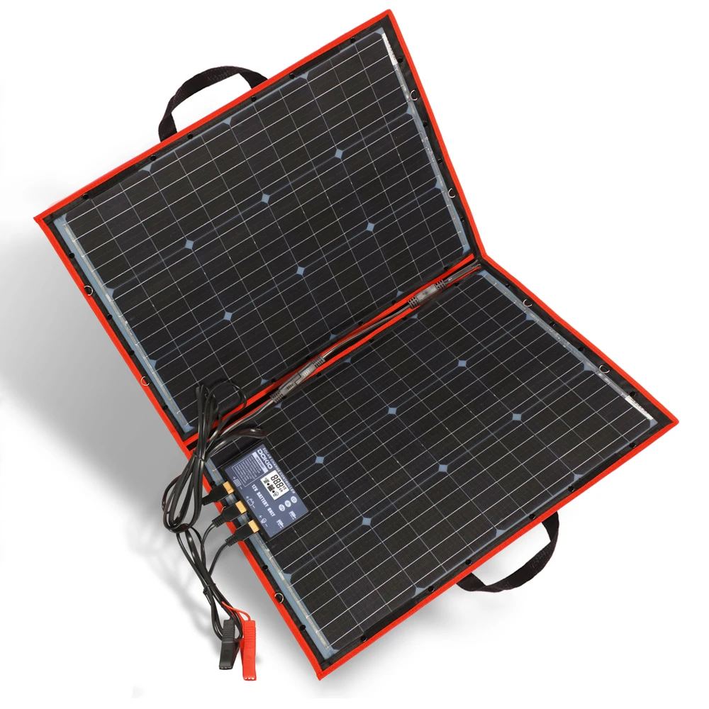 Dokio 100W 110 Вт(55 Вт x 2 шт.) 18V гибкие черные панели солнечных батарей Китай складное+ 12/24V регулятор напряжения 110 ватт панель солнечных батарей