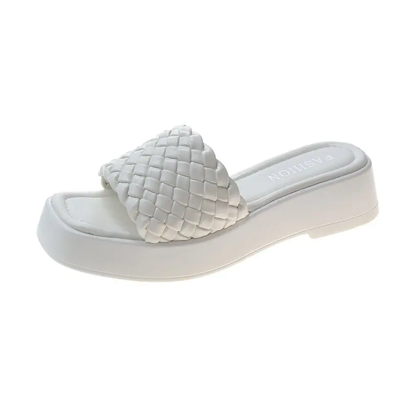 

Твердые Цвет женские шлёпанцы для женщин 2021 мода все-матч с узлом верхом Повседневная трендовые сапоги на толстой подошве, элегантные женск...