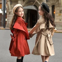 new fashion baby girl boy trench jacket toddler teens windbreak coat khaki red long spring autumn child dust coat clothes 3 12y