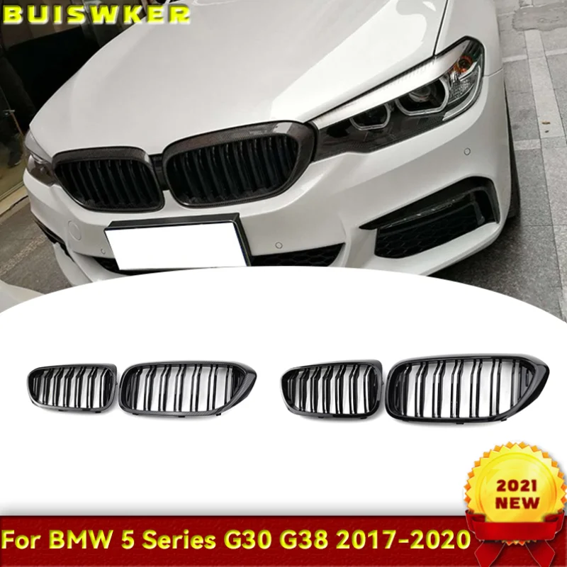 

Передний бампер для BMW 5 серии M5 G30 G31 520i 530i 540i ABS 2-slat глянцевая черная передняя решетка радиатора