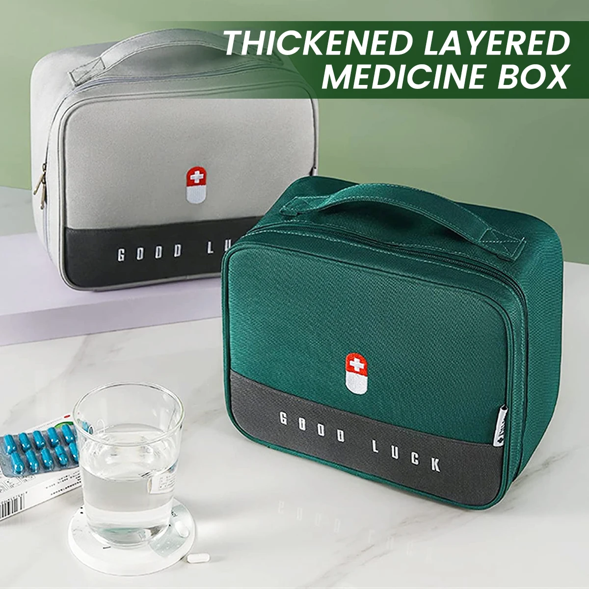 

Portable Hand-held First Aid kit Large Capacity Thickening Pill Box Layered Family Waterproof First Aid Medical Kit Storage Bag