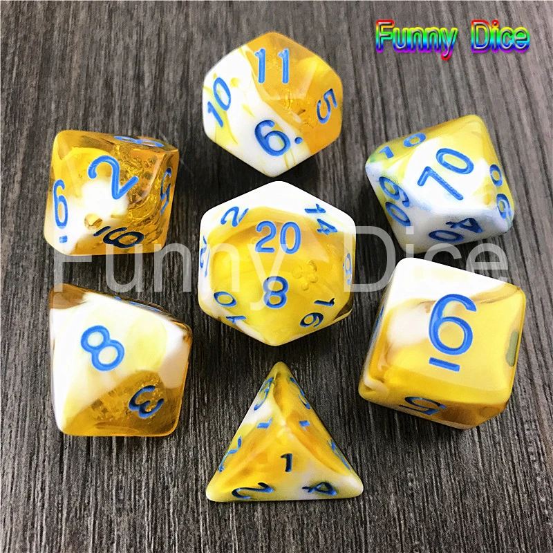 Цвет: желтый 7 шт многогранная Туманность d4 d6 d8 d10 d12 d20 набор игровых кубиков для игры в Подземелья и Драконы Новинка - Цвет: Цвет: желтый