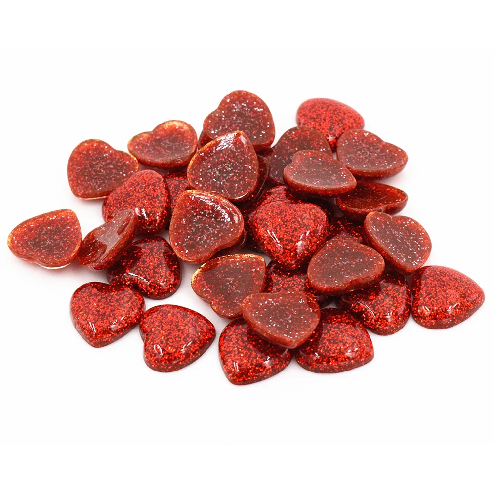 Новая мода 40 шт 12 мм Сердце Стиль Смешанные Цвета плоская задняя крышка Кабошоны