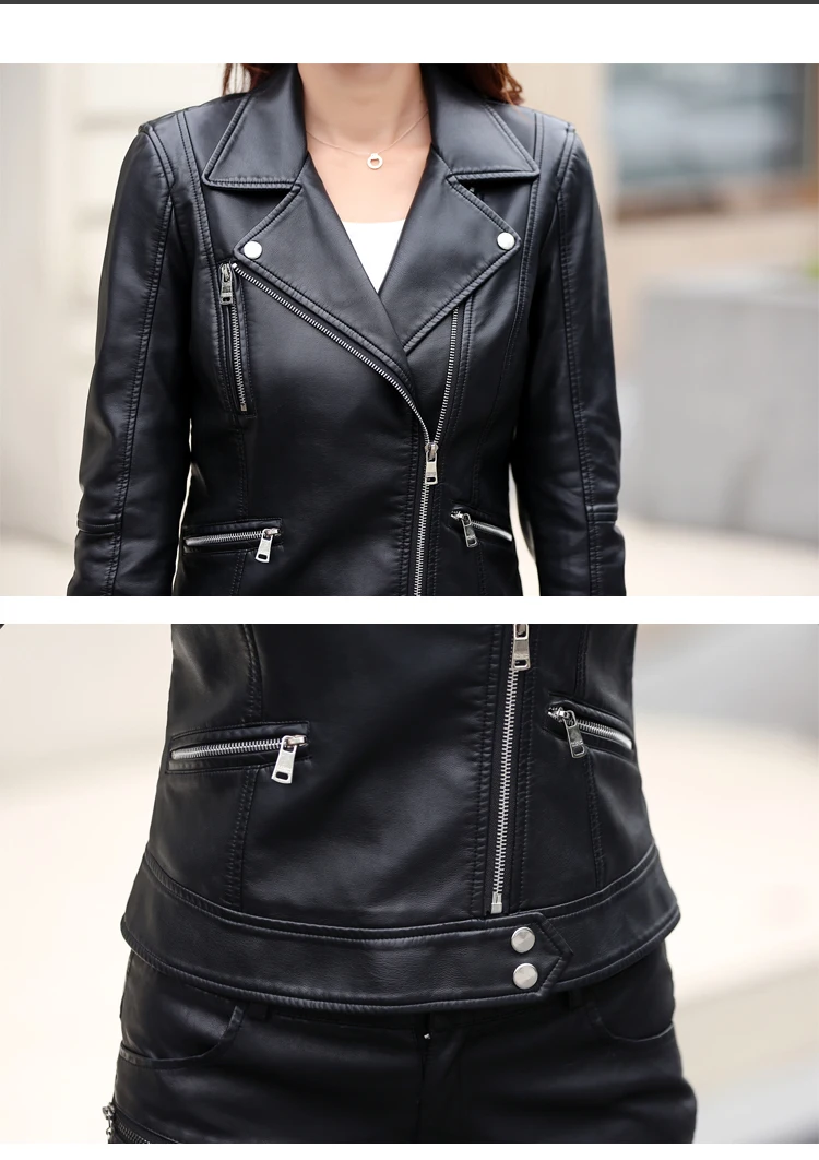 High quality Women leather coat large size short jacket PU leather jackets Elegant women blazer Youth clothing women Outwear 89