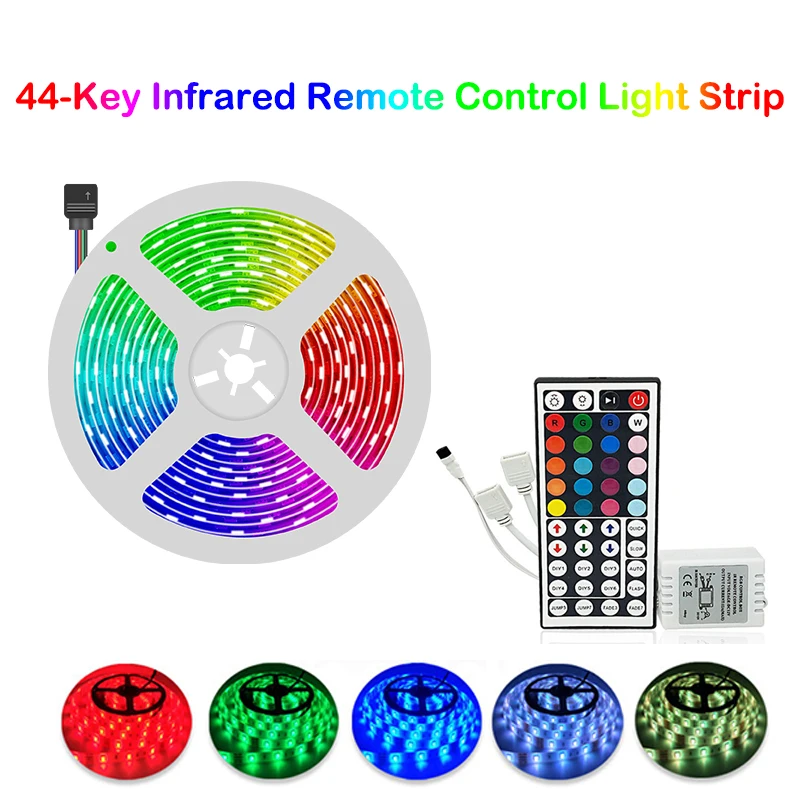 

LED Light Strip Kit 5050RGB 12V with Remote 44Key IR Remote Controller for Indoor Kitchen Bedroom Party Colorful TV Background