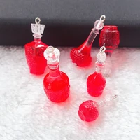 10 pcslot miniature simulation wine bottle resin cabochons fake food charms for pendantsearrings diy keychain parts