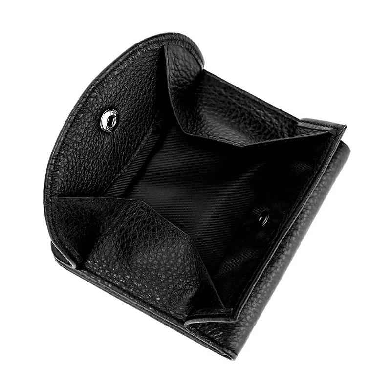 

BONAMIE Mini Coin Bag Men Genuine Leather Double Buckle Card Bag Portable Clutch bag Wallet Female Short Paragraph Change Purse