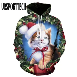 Рождественская Толстовка с капюшоном для мужчин и женщин, толстовки на весну и осень, милая Толстовка в стиле Харадзюку С 3D капюшоном, Рождественская Толстовка с капюшоном, одежда унисекс