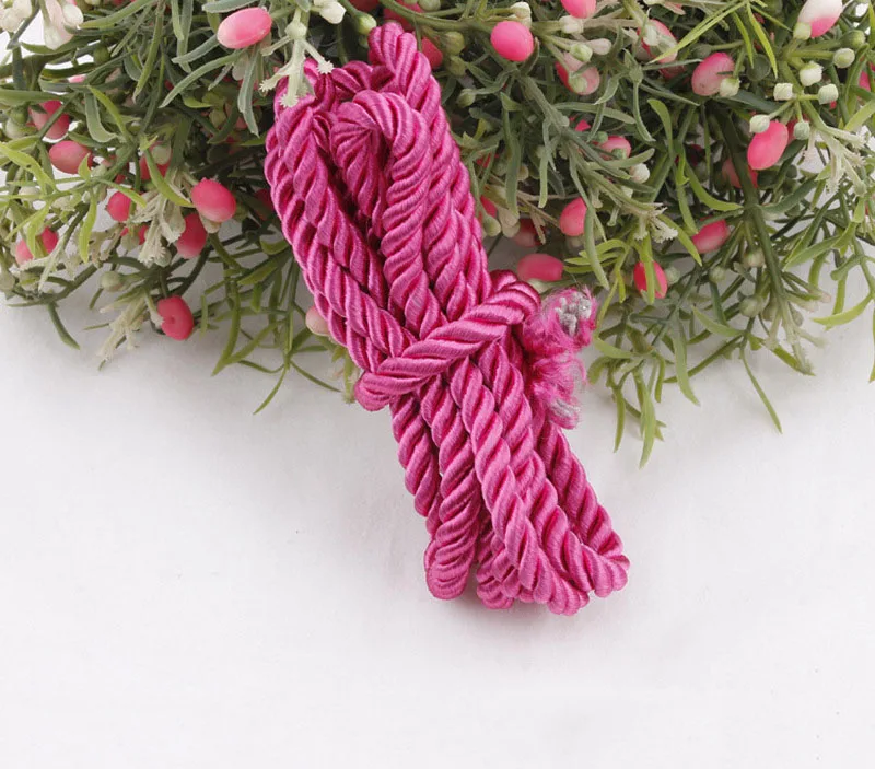 pink Meetee 20 метров 5 мм 3 акции витые полиэфирные хлопковые нейлоновые Шнуры DIY ремесло плетеная декоративная веревка шнурок ремень аксессуары - Цвет: pink
