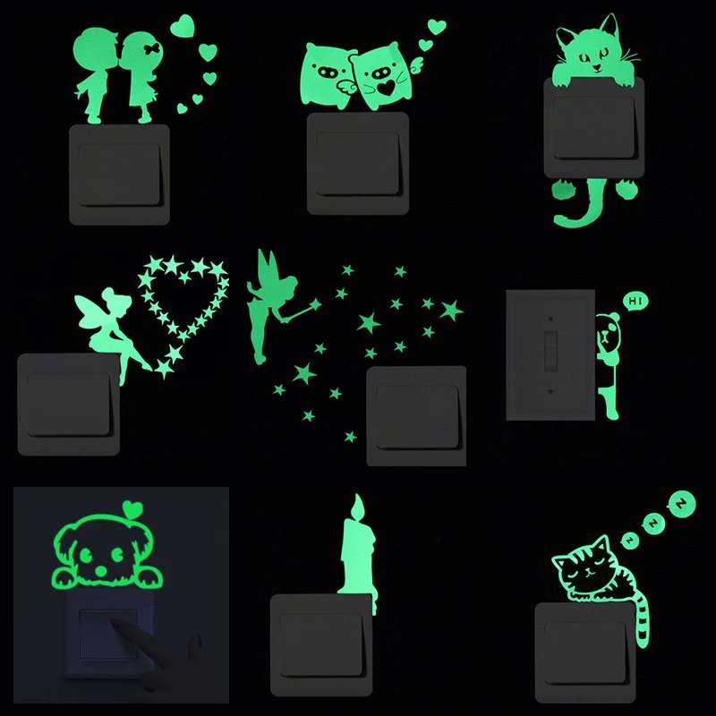 Детская светящаяся наклейка из ПВХ с переключателем мультяшная в темноте на