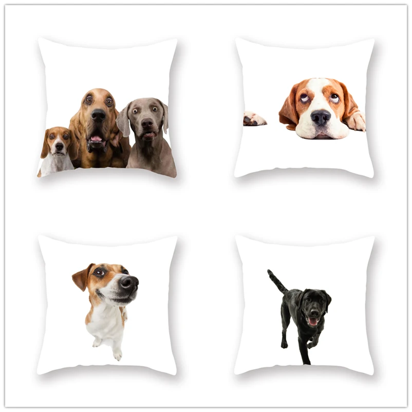 

Cute Dog Dog Decor Print Pillow Case Bedroom Sofa Waist Cushions Cover Car Decoration Cushion Cover