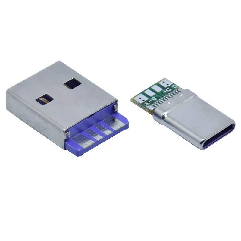 10 шт./лот usb 2 0 Супер быстрый заряд фиолетовый мужской разъем с Тип C 24P двойной