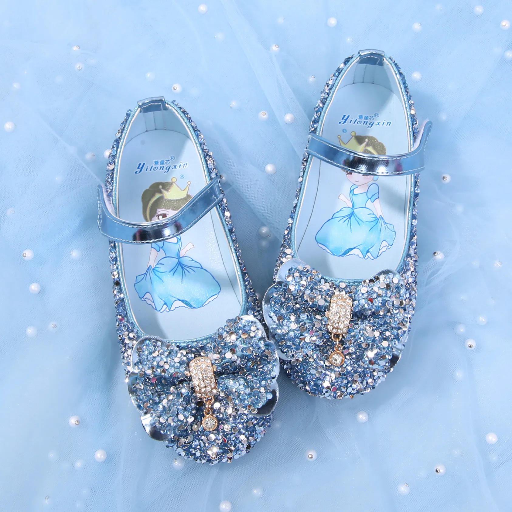 Girls' Single Shoes Princess Shoes Ice And Snow Alsa Crystal Shoes Little Girls' Flat Shoes Children's Soft Shoes