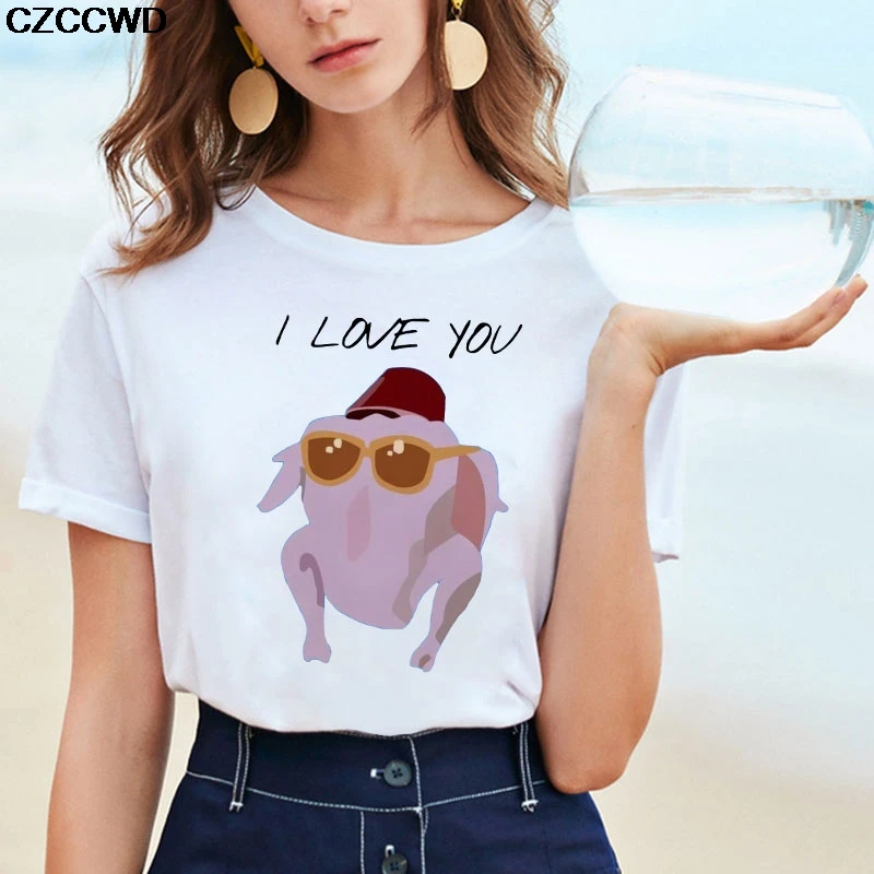 Poleras Mujer De Moda 2019 белая футболка Harajuku мода Турция I Love You Friends для отдыха уличная
