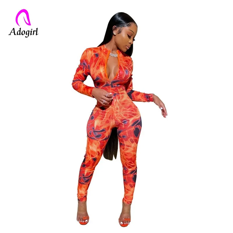 Женский Облегающий комбинезон на молнии спереди с длинным рукавом|Женские