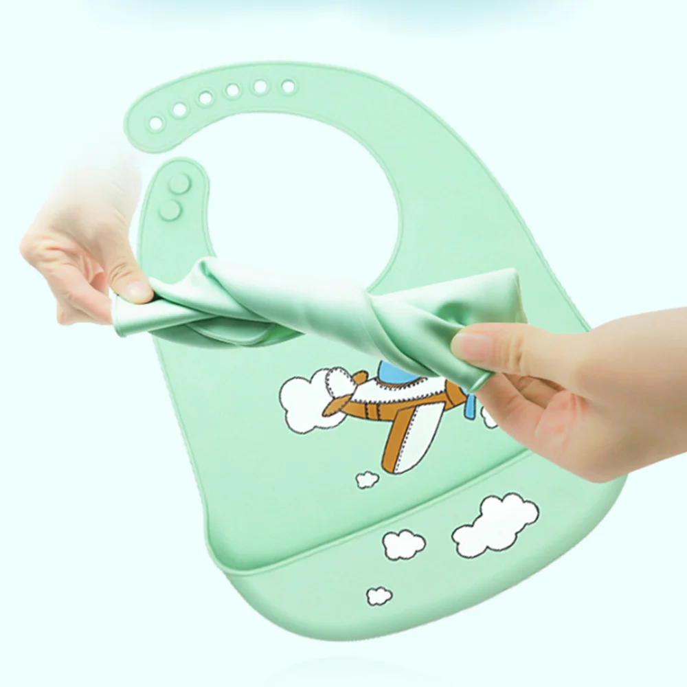 

2Pcs Cartoon Waterproof Silicone Feeding Bibs Adjustable Baby Bib Aprons