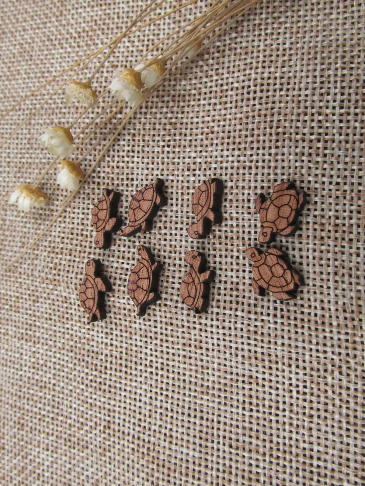 5 пар Мини Деревянный Кабошон лазерная резка заготовки дерево животное морская