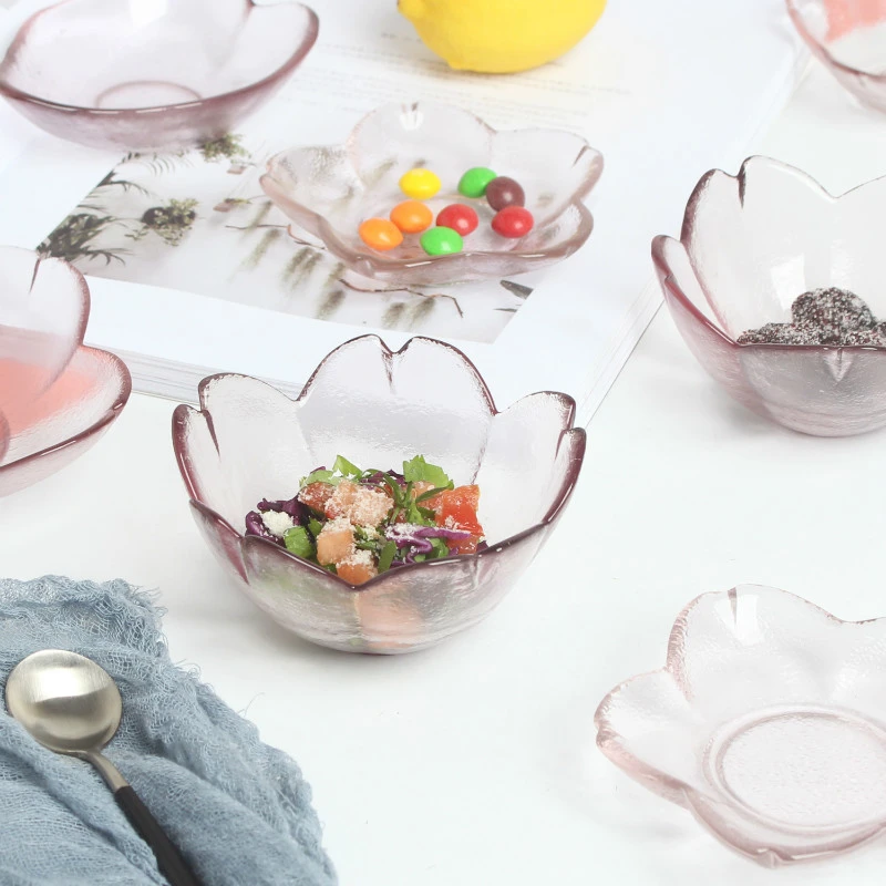 Оригинальность розовые лепестки цвет стеклянная посуда для вкуса Dip блюдо вишни