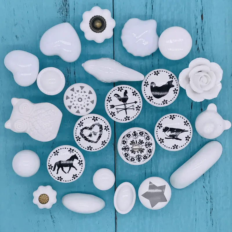 1 шт. белая керамика фарфор Потяните ручки модный дизайн в виде часы ручка для