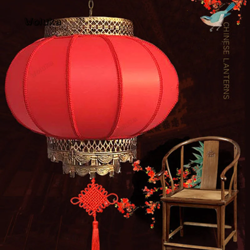Большой красный круглый фонарь в традиционном китайском стиле ПВХ для помещений