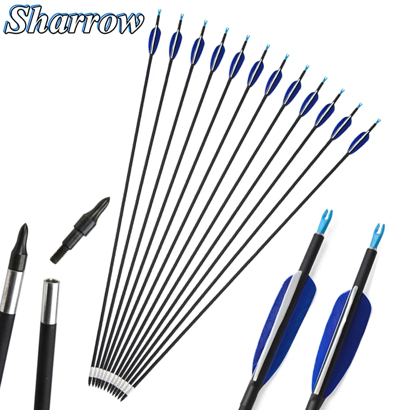 Карбоновая стрела 32 дюйма для стрельбы из лука позвоночник 700 истинное перо ID мм od