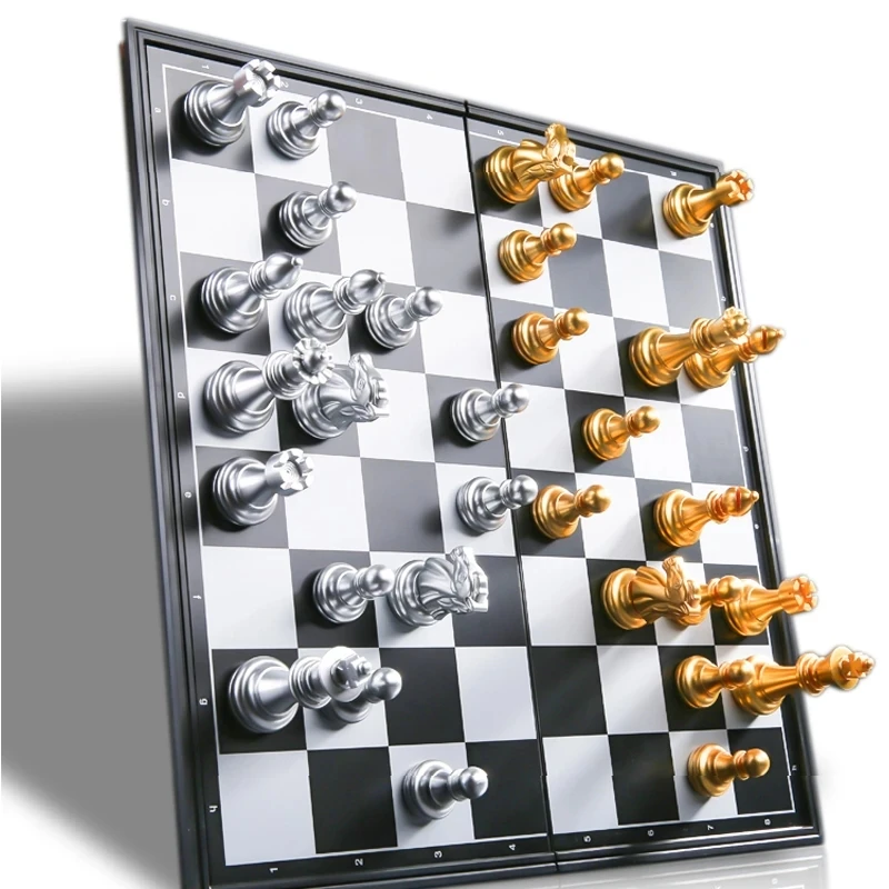 NewHigh Quality Chess Game Medieval Set With Chessboard 32 Pieces Gold Silver Magnetic WPC | Спорт и развлечения