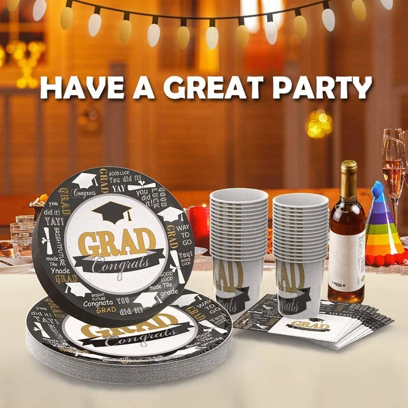 

Disposable Tableware Disposable Paper Cups Plates Napkins Tablecloth Party supplies For Graduation Party Celebration Decoration