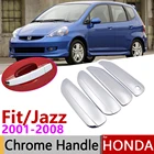 Хромированная крышка ручки двери для Honda Fit Jazz MK1 2001  2008, автомобильные аксессуары, Набор наклеек для обшивки 2002 2003 2004 2005 2006 2007