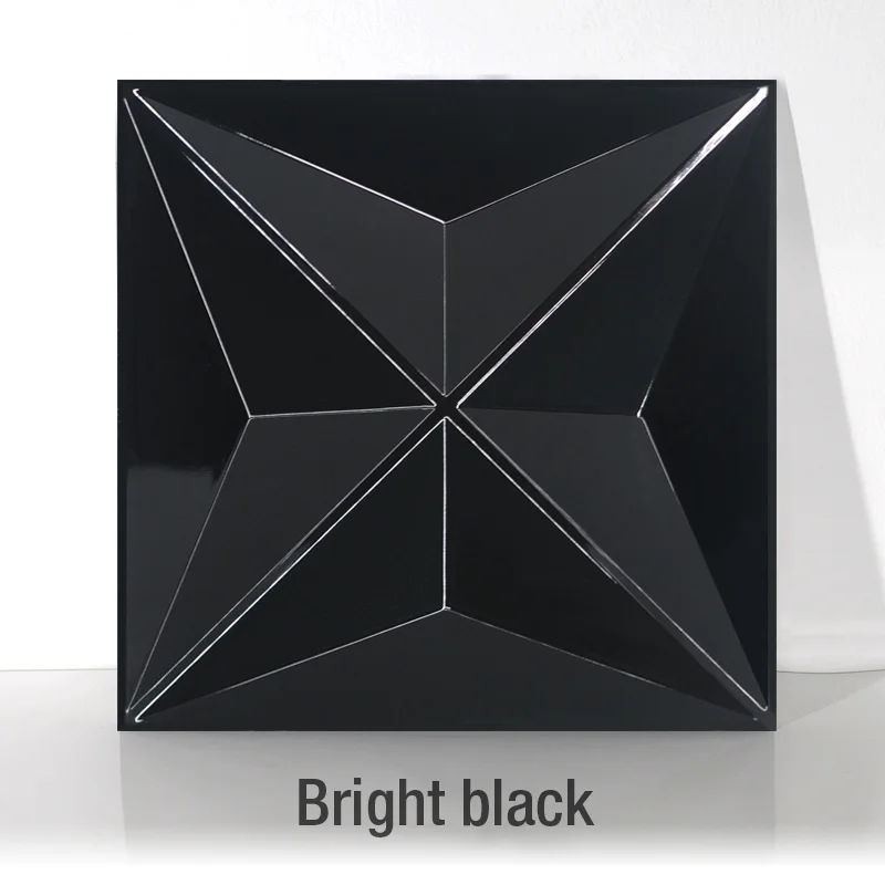 Bright black 30x30 см 3D Художественная настенная панель, алмазная блестящая Звезда, резьба по дереву, цветок, тисненый 3D перламутровый красочный свадебный Декор, Настенная Наклейка - Цвет: Bright black