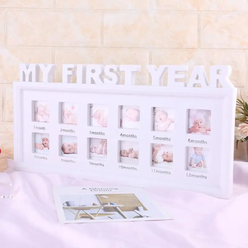 

Creative DIY 0-12 Month Baby "MY FIRST YEAR" Pictures Souvenirs Commemorate Kids Growing Memory Gift Display Plastic Photo Frame