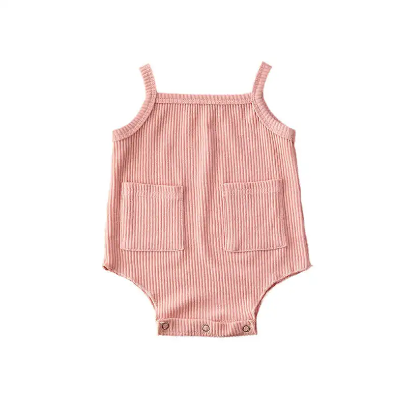 

2020 Baby Girls Boys Knitted Solid Sleeveless Jumpsuit Newborn Infant Outfits Cotton Clothes One Piece Bodysuits 0-18M