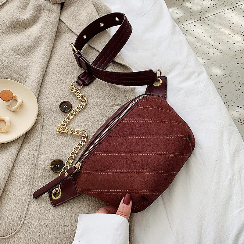 2020 женская сумка известного бренда черная на талию Женская нагрудная замшевая