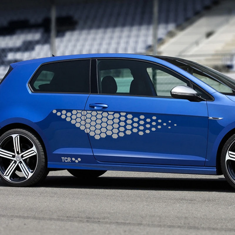 2 шт. Автомобильная наклейка дверь боковая юбка для Volkswagen VW Golf 4 5 6 7 Polo Passat B5 B6