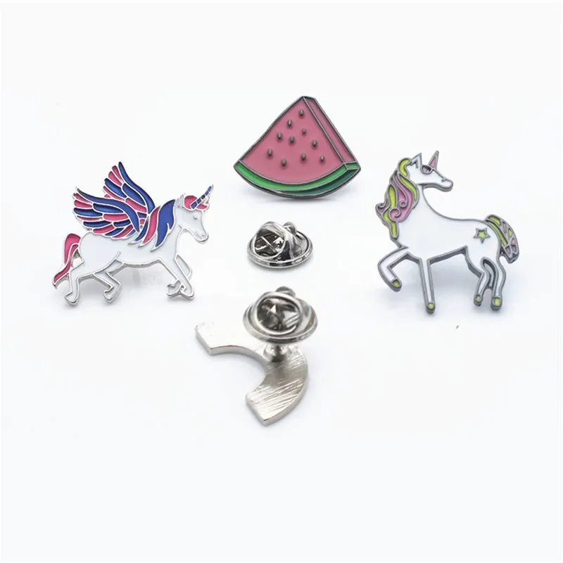 4 шт./компл. металлическая брошь в виде единорога арбуза фрукта радуги|Броши| |