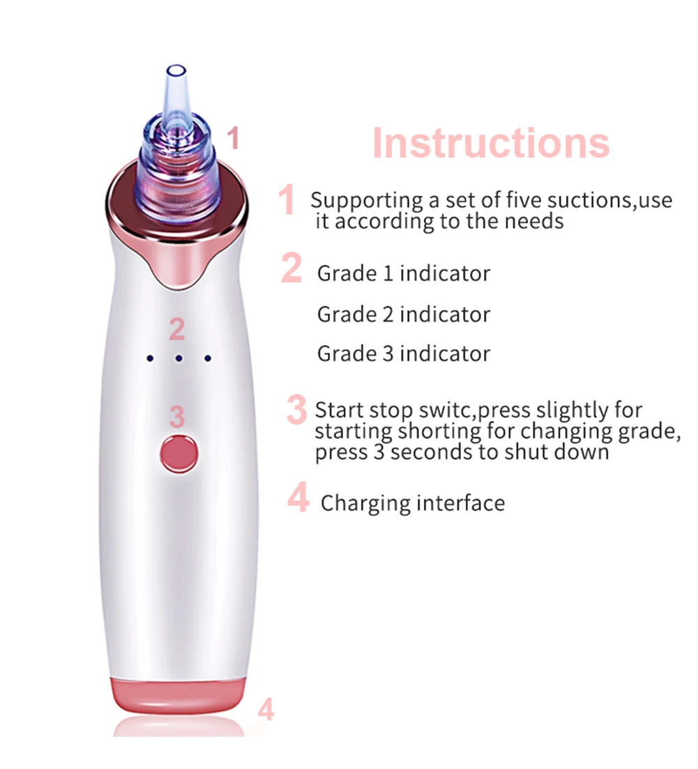 

Face Cleaner Electric Blackhead Remover Pore Vacuum Suction Dermabrasion Tool Acne Comedone Extractor Tools Blackhead Remover