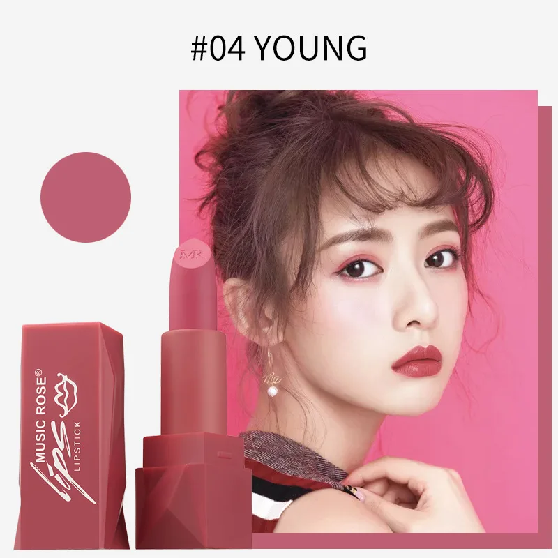 Музыка Роза новый 6 цветов красный матовый помада корейский макияж квадратная