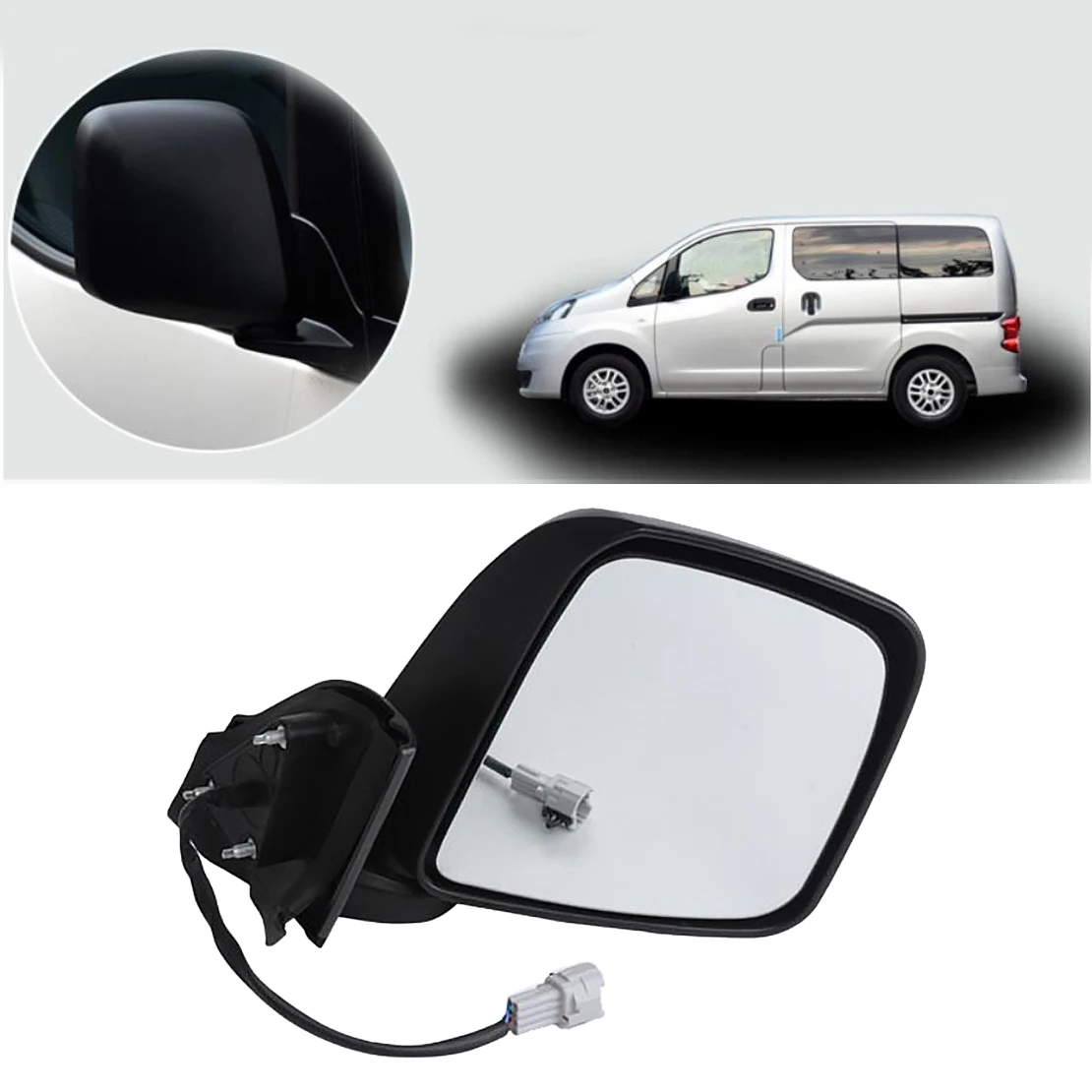 Черное автомобильное переднее правое электрическое боковое зеркало заднего