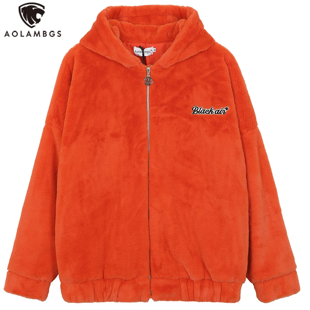 

Куртка мужская с капюшоном Aolamegs, утепленная флисовая куртка с вышитыми буквами, в стиле хип-хоп, 3 цвета на выбор, уличная одежда, зима