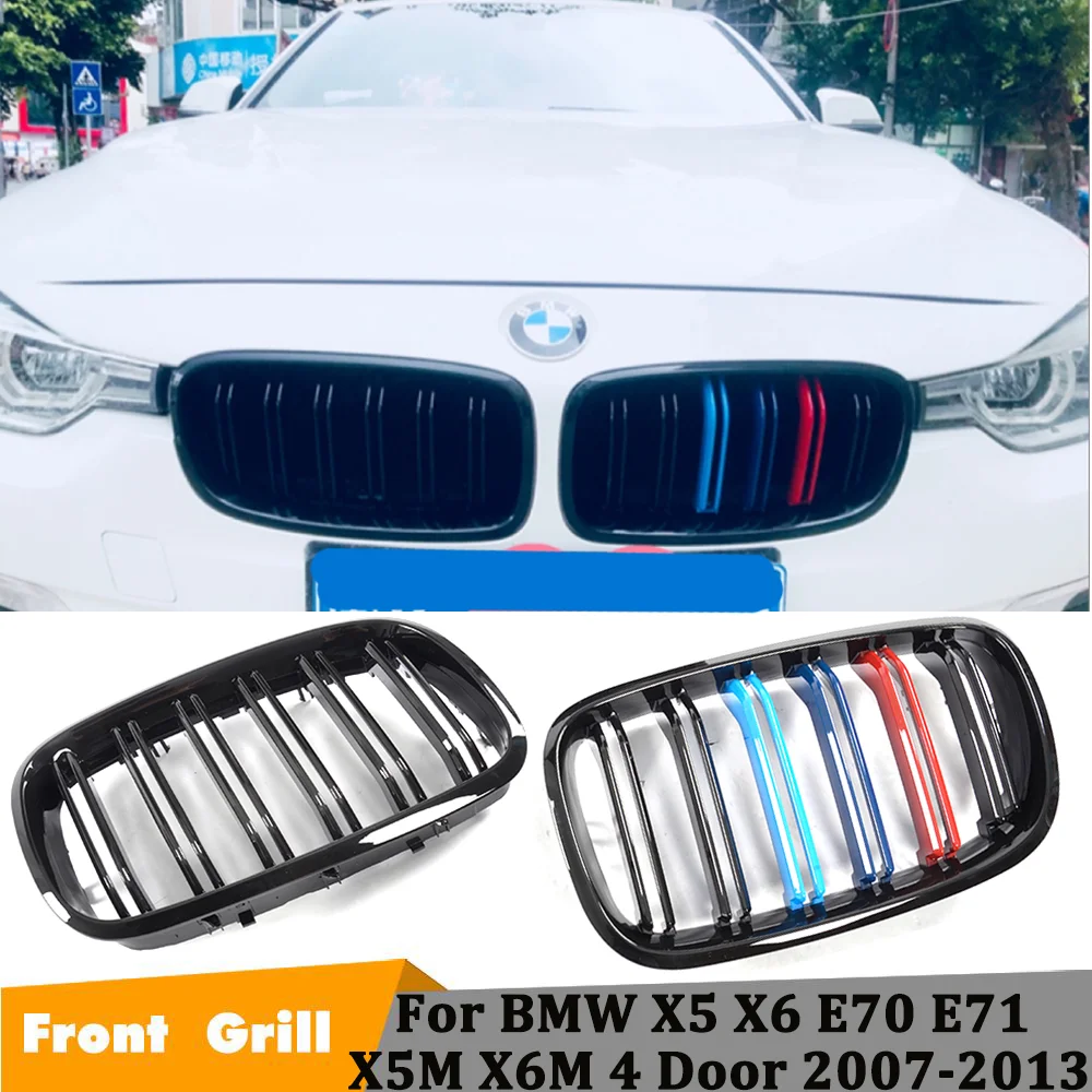 Решетка для автомобилей BMW X5 X6 E70 E71 X5M X6M 4 Door 2007 2013 ABS Глянцевая черная три цвета