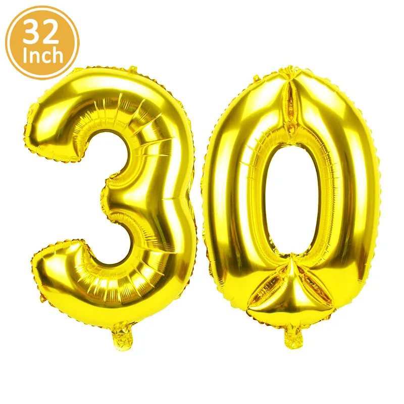 gold 32inch 30 Lincaier 32 дюйма 62 см 30 день рождения воздушные шары счастливые 30 лет вечерние украшения для мужчин и женщин - Цвет: gold 32inch 30