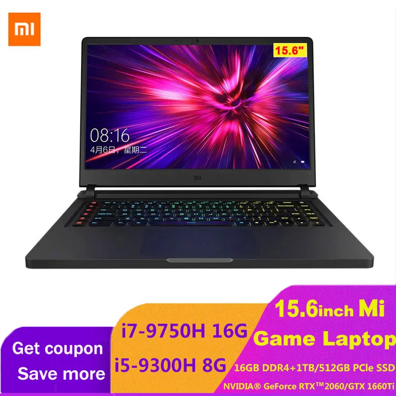 Xiaomi игровой ноутбук 15 6 дюймовый Mi обновления i5 9300H/i7 9750H NVIDIA GeForce GTX1660Ti/RTX2060 1 ТБ/512 Гб