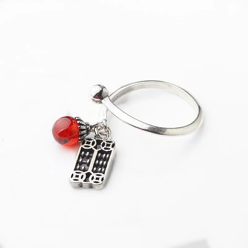 

tiger han edition fashion net silver red female s925 pure silver ring pomegranate red wishful thinking opening ring