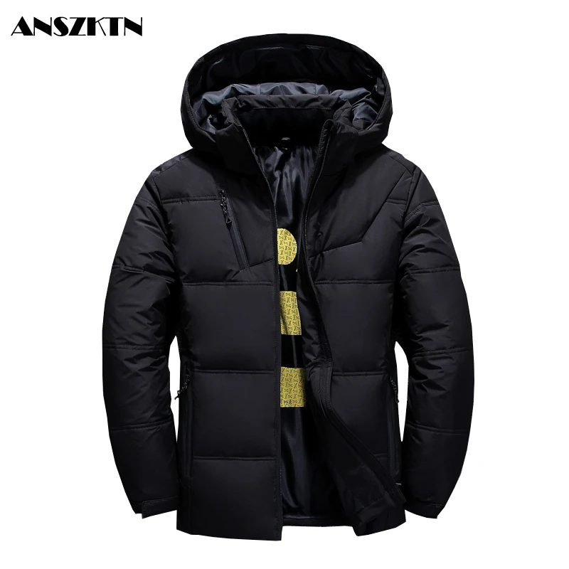 

Winter Down Jackets Men Warm Hooded Winter Outerwear Smart Casual White Down Coats Male Padded Jacket High Quality