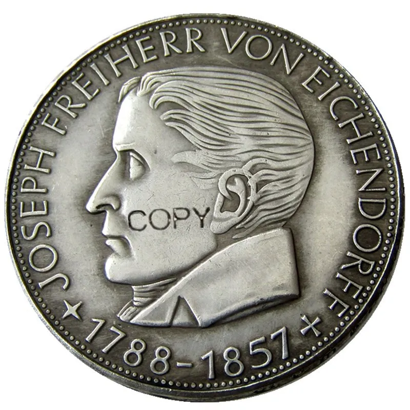 DE(13) Германия (федеральная Республика) 5 Mark 1957 J Посеребренная КОПИЯ