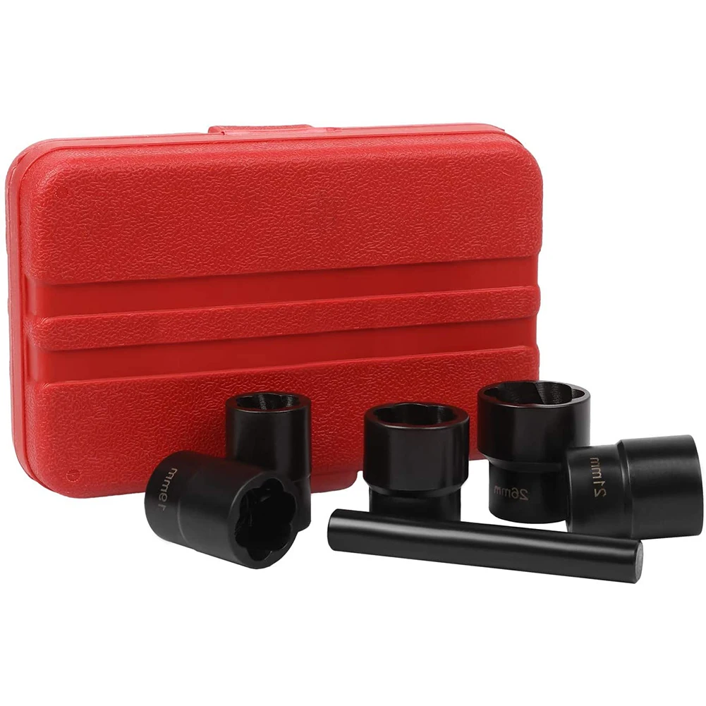 

5/6PCS Twist Socket Set Extractor Socket Set Impact Bolt Nut Kit Nut Removal Tool for Removing Rust Wear Wheel Nuts With Box
