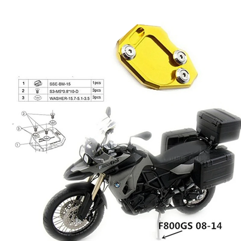 Motorcycle Kickstand Plate Support Pad Side Stand Cover Enlarger Pate for BMW- F800GS F800 F 800 GS 2008-2015 |